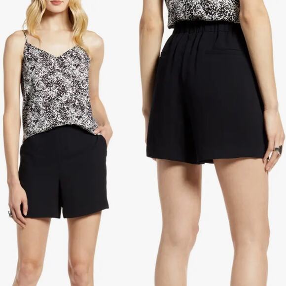 Halogen Black Soft Pull On Shorts SzM NWT Flat Tab Elastic Waistband Pockets - Picture 1 of 16